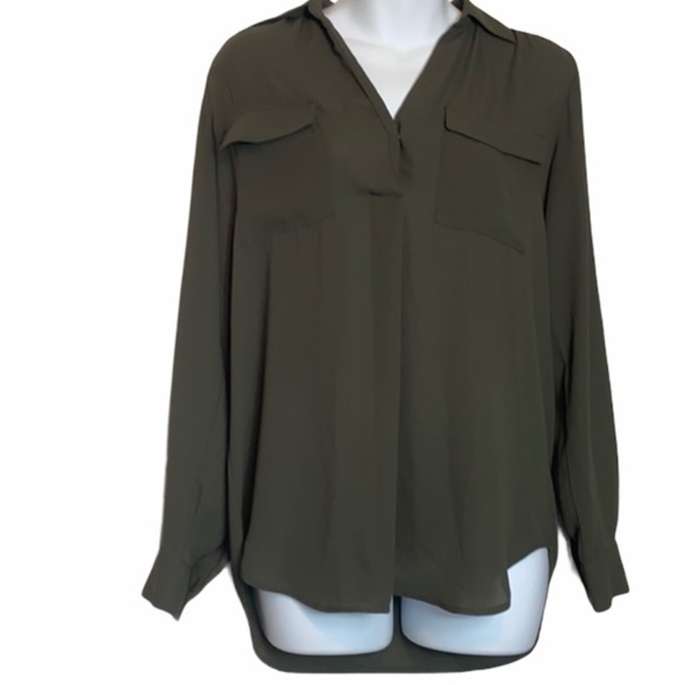 Ann Taylor Factory Green Long Sleeve Blouse